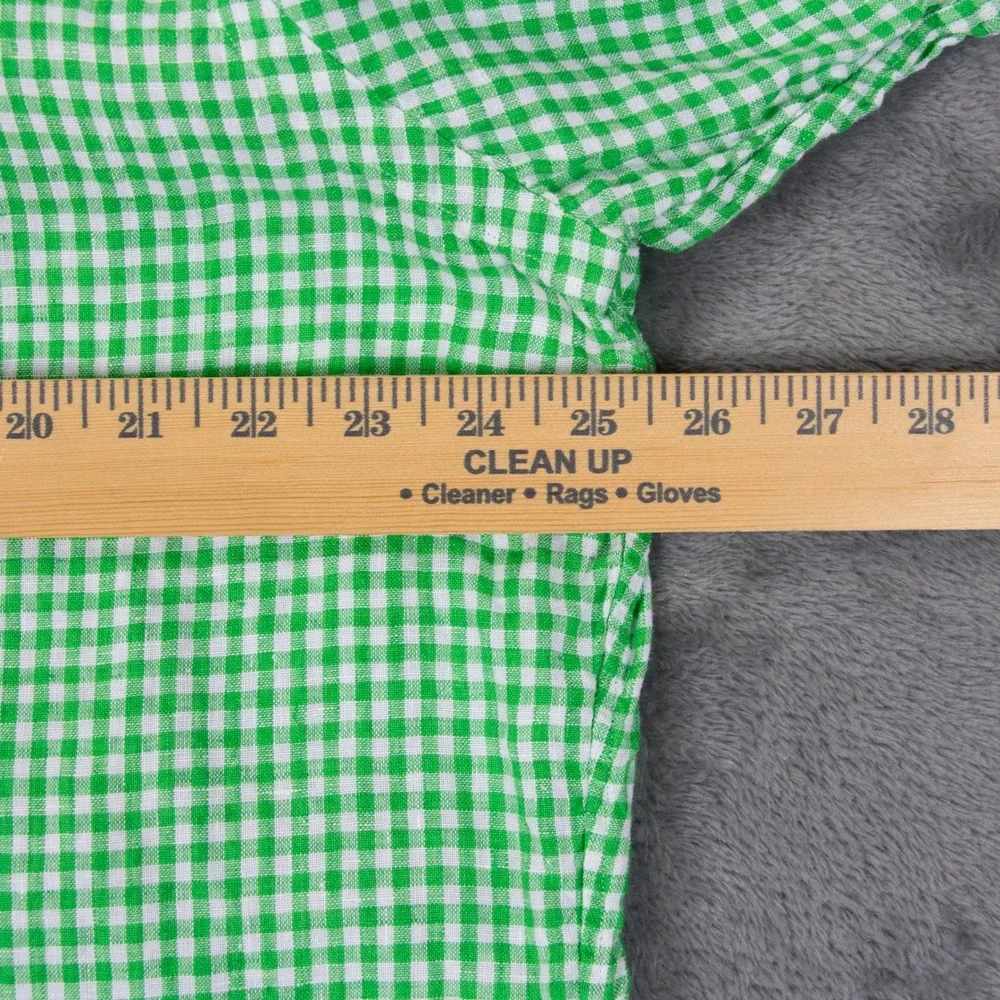 Vintage Polo Ralph Lauren Mens XL Green Gingham Classic Fit 100% Linen SS Shirt